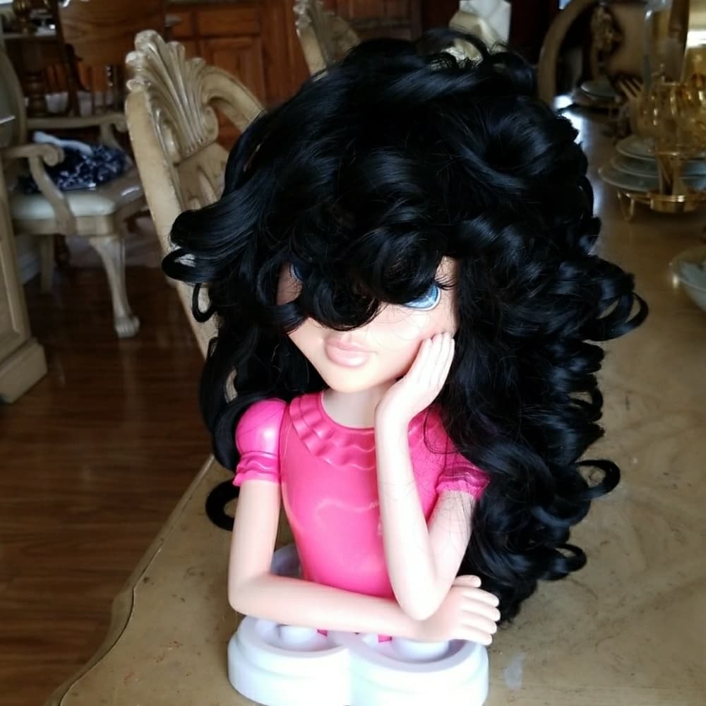 Beauty Black Curly Doll Wig - Thumbnail 5