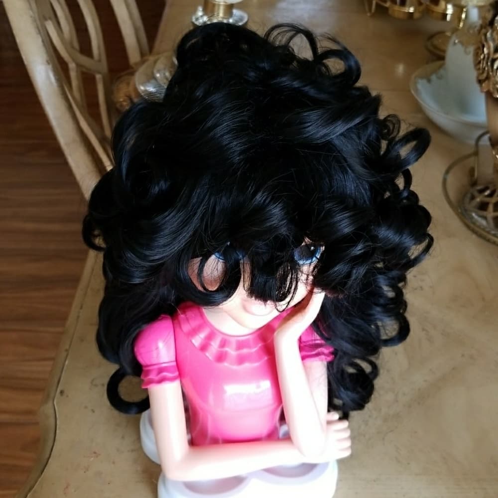 Beauty Black Curly Doll Wig - Thumbnail 4