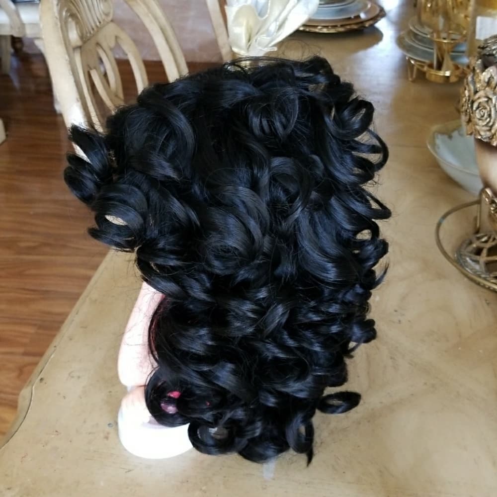 Beauty Black Curly Doll Wig - Thumbnail 3