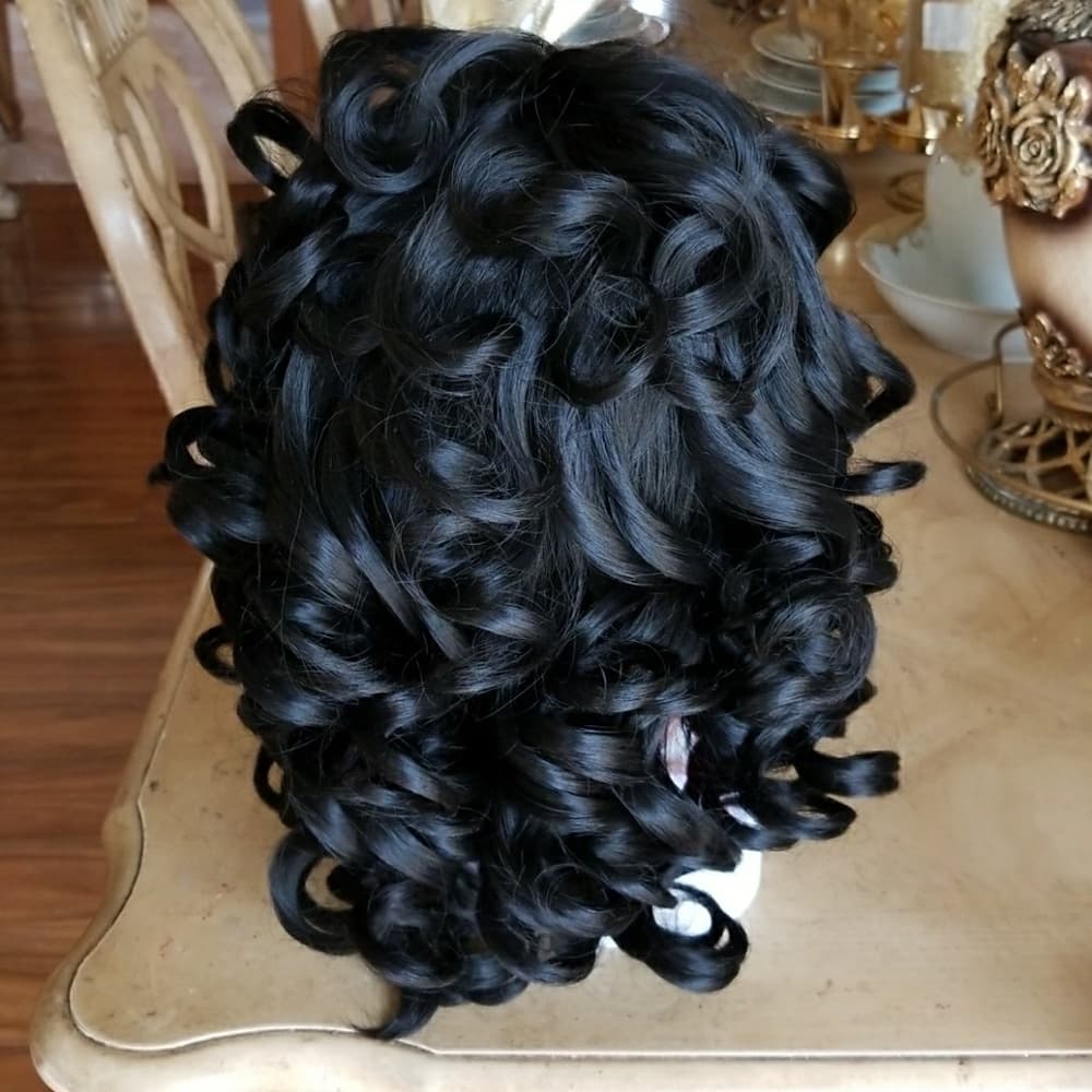 Beauty Black Curly Doll Wig - Thumbnail 8