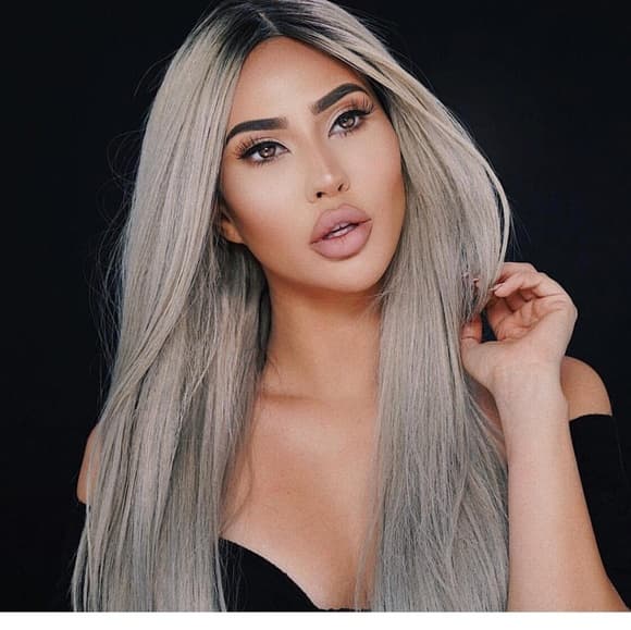 Black Gray Lace Front Wig - Thumbnail 2