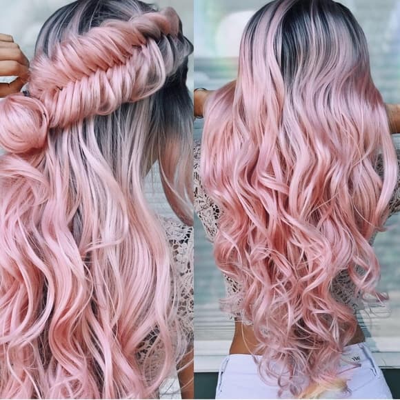 Ombre Pink Lace Front Wig - Thumbnail 3