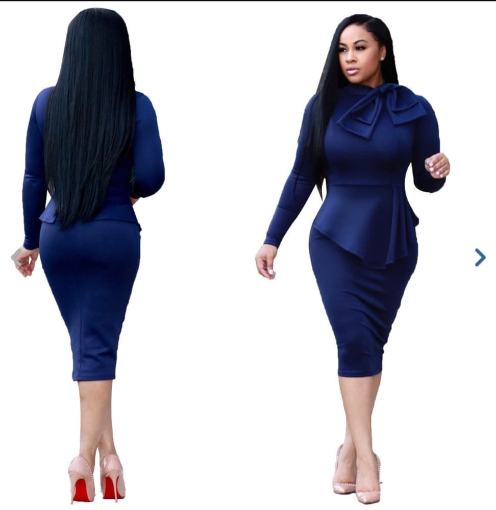 Sexy Women Casual Long Sleeve Midi Dress Bodycon E - Thumbnail 3