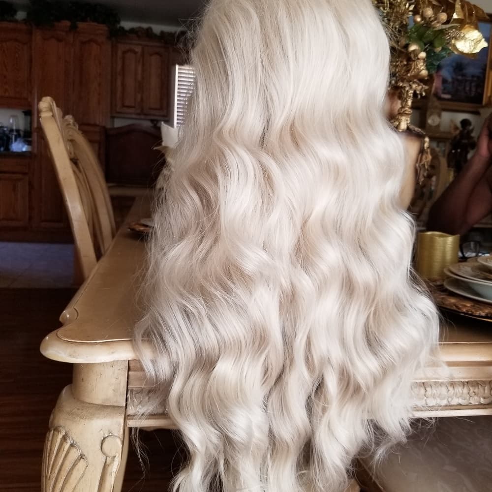 White Blonde Lace Front Wig - Thumbnail 6