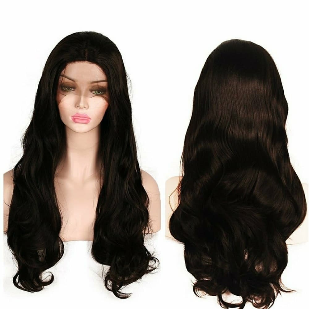 Dark Brown Wavy Beauty Lace Front Wig - Thumbnail 4
