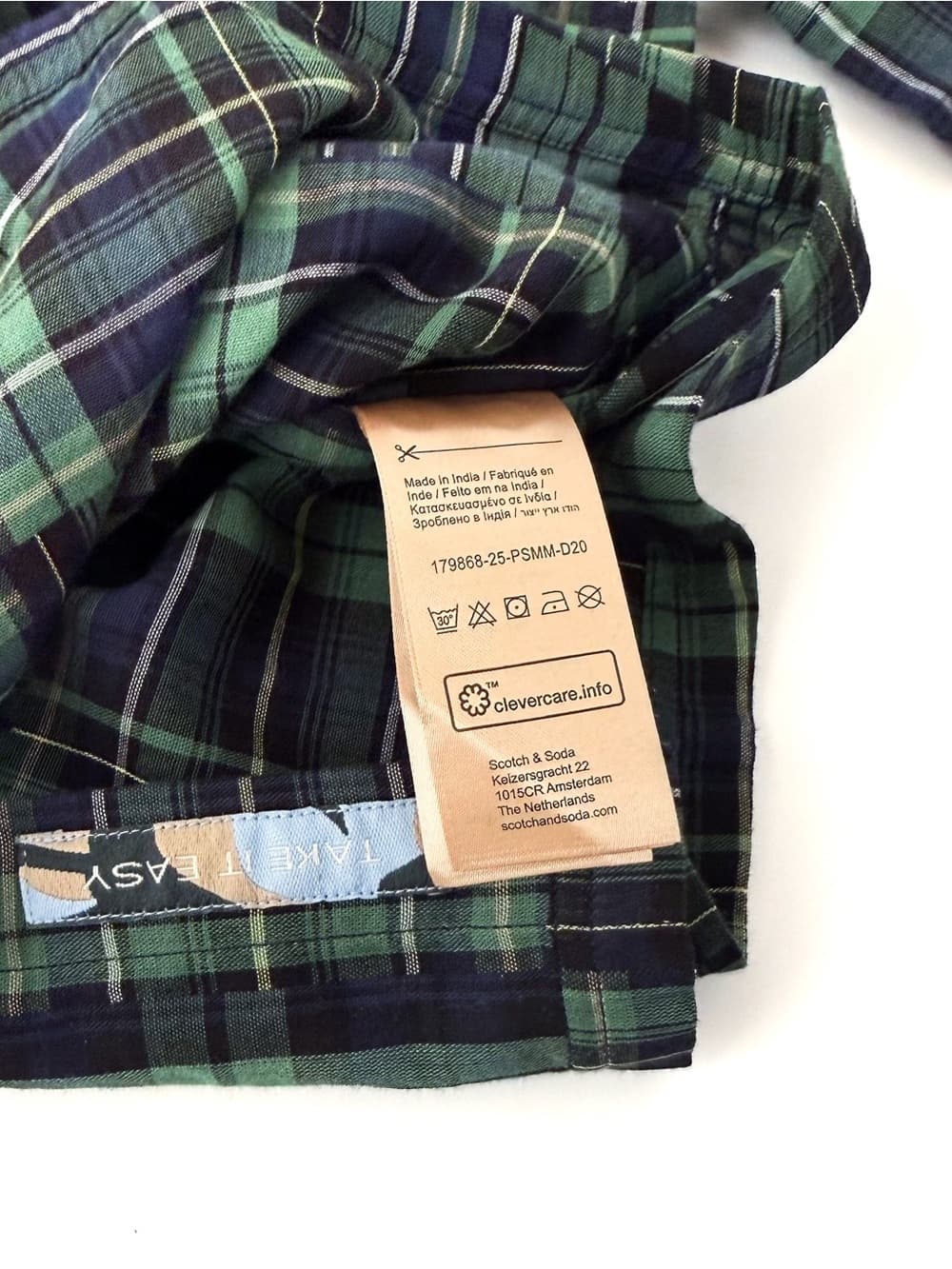 NEW Scotch & Soda Madras Button Down Plaid Shirt Mens M Navy Green Cotton - Thumbnail 8