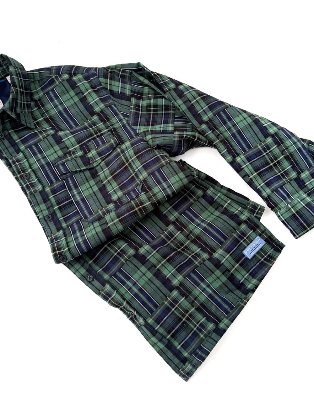 NEW Scotch & Soda Madras Button Down Plaid Shirt Mens M Navy Green Cotton - Thumbnail 6