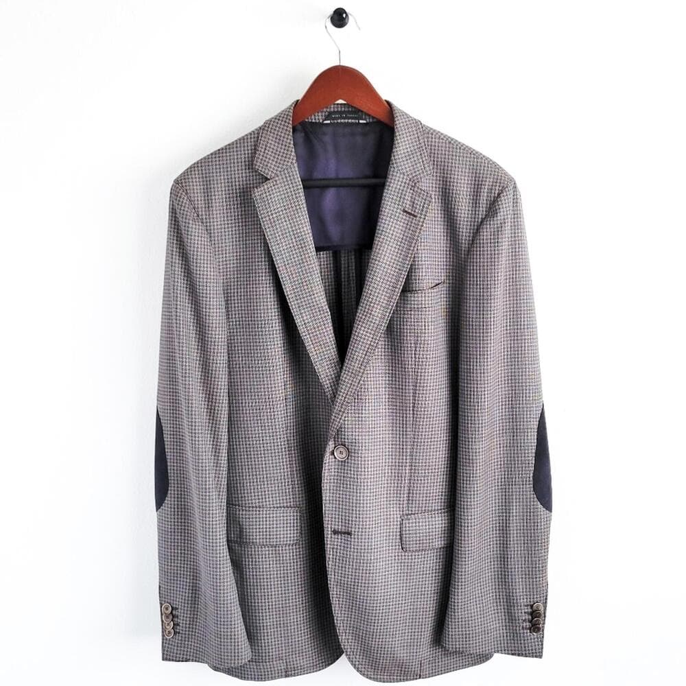 NEW Hugo Boss Blazer Halowon Slim Cross Stitch Italian Wool Gray Blue 40 - Thumbnail 9