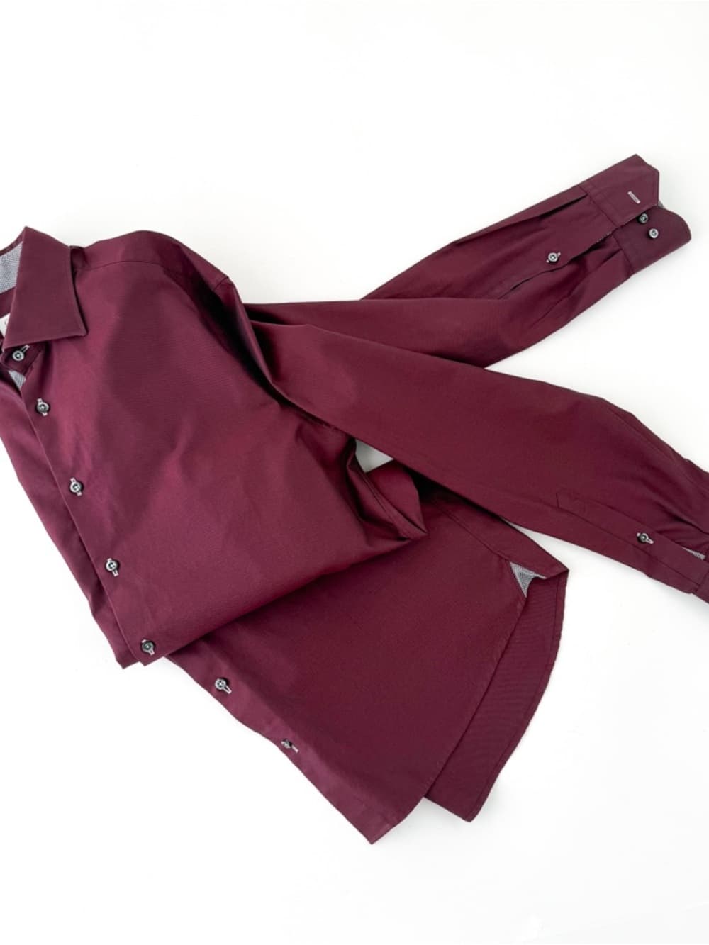 Stenstroms Spread Collar Dress Shirt Two-Fold Cotton Twill Burgundy Size 16 Mens - Thumbnail 2