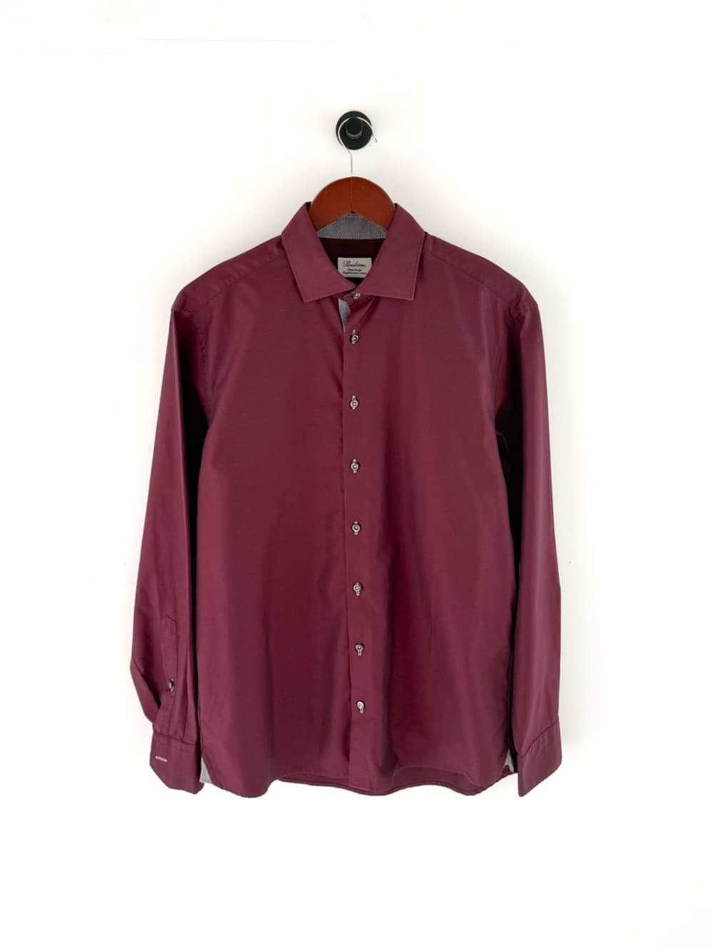 Stenstroms Spread Collar Dress Shirt Two-Fold Cotton Twill Burgundy Size 16 Mens - Thumbnail 5