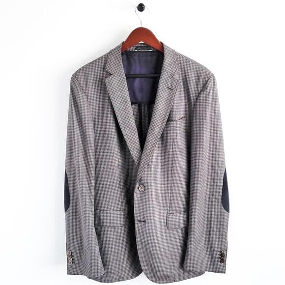 NEW Hugo Boss Blazer Halowon Slim Cross Stitch Italian Wool Gray Blue 40 - Thumbnail 10