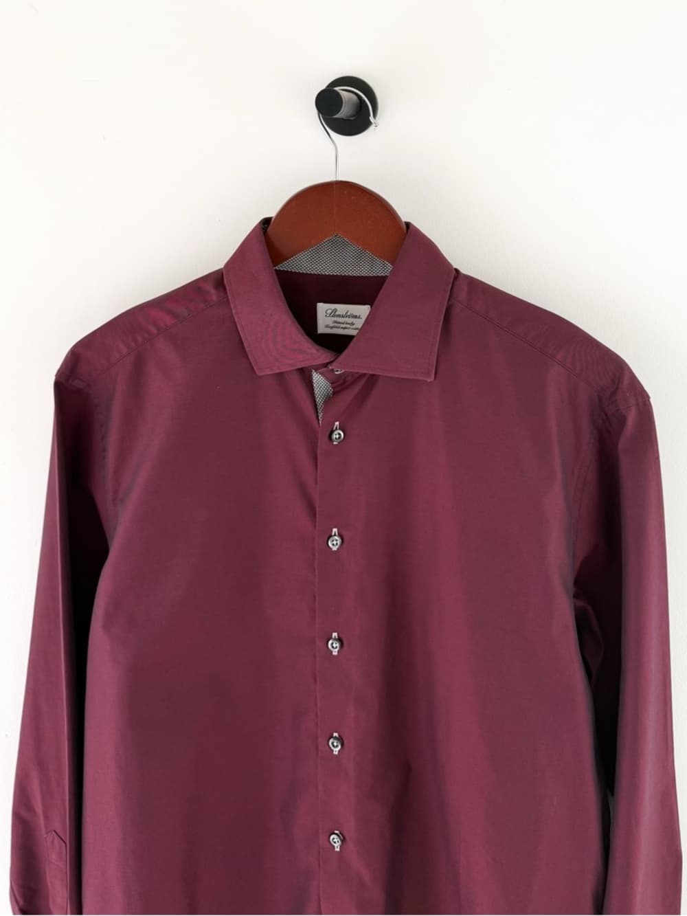 Stenstroms Spread Collar Dress Shirt Two-Fold Cotton Twill Burgundy Size 16 Mens - Thumbnail 9