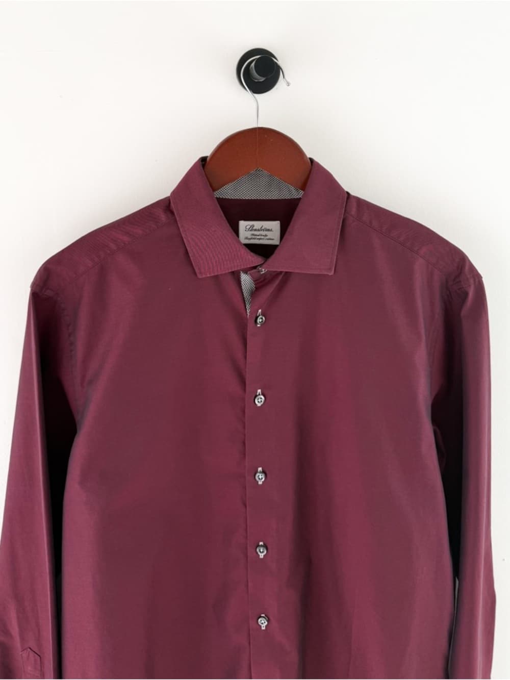 Stenstroms Spread Collar Dress Shirt Two-Fold Cotton Twill Burgundy Size 16 Mens - Thumbnail 6