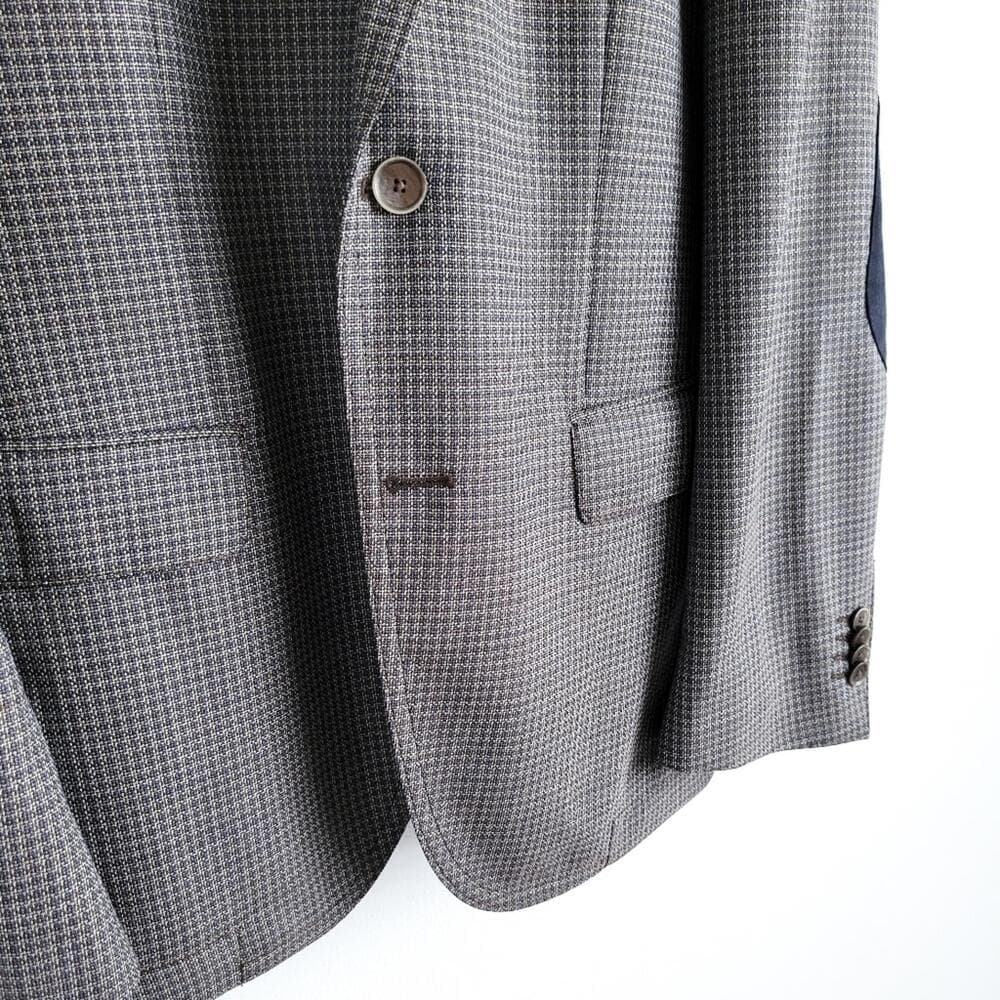 NEW Hugo Boss Blazer Halowon Slim Cross Stitch Italian Wool Gray Blue 40 - Thumbnail 7
