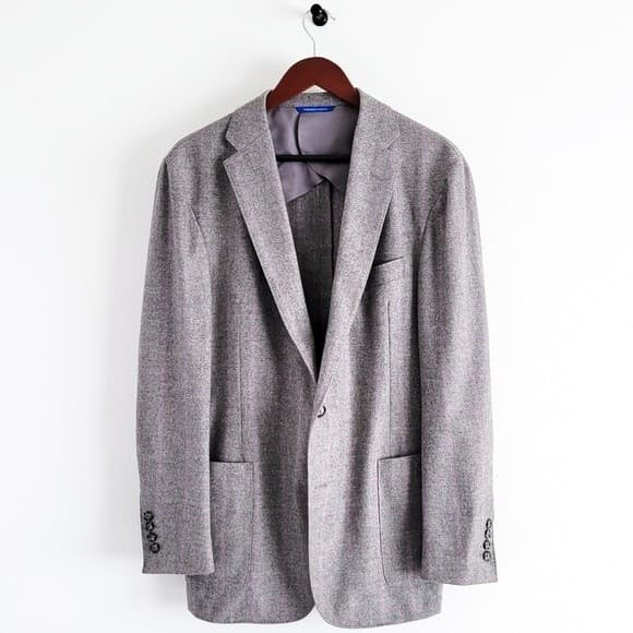 Adrian Jules Sport Coat Flannel Wool Blazer Plaid Gray Purple Mens 43 - Thumbnail 16