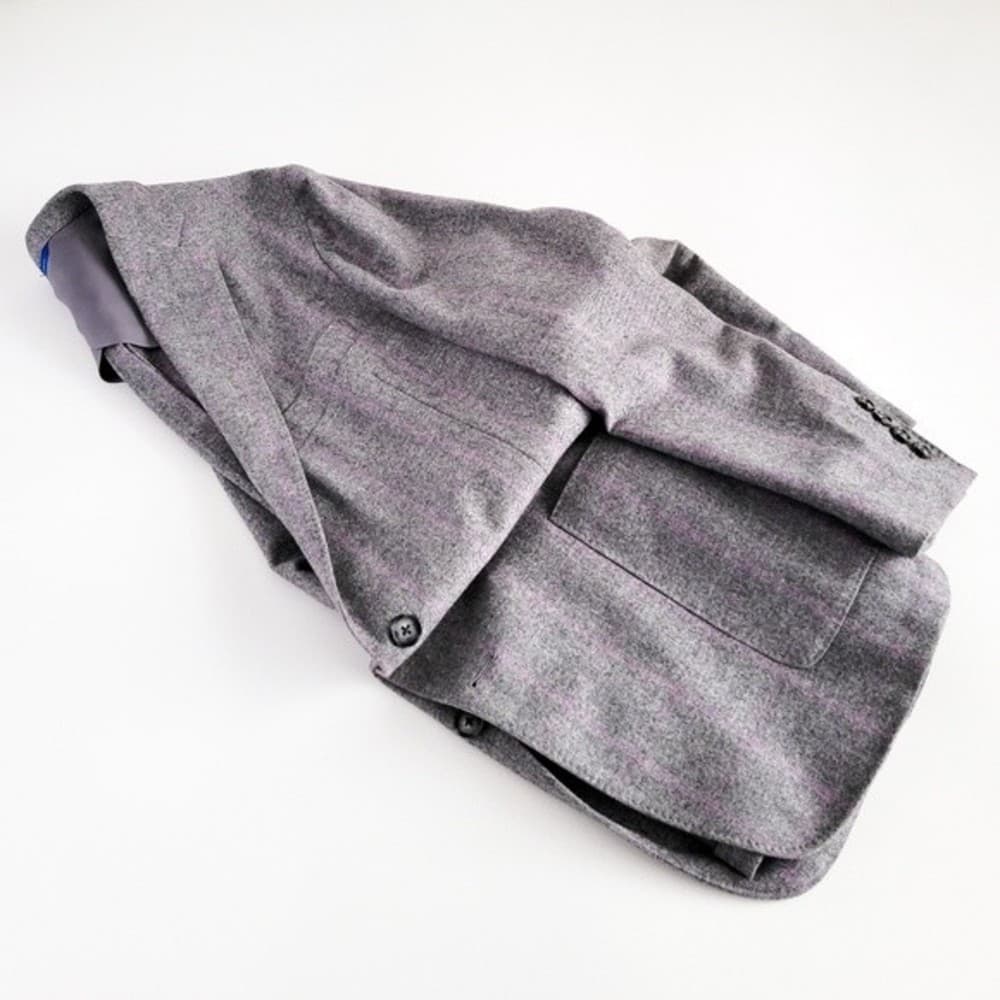 Adrian Jules Sport Coat Flannel Wool Blazer Plaid Gray Purple Mens 43 - Thumbnail 12