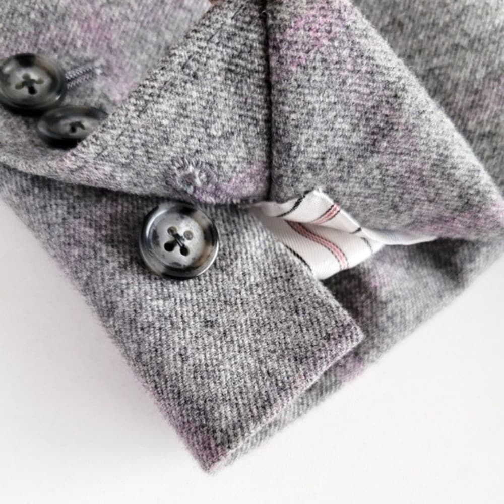 Adrian Jules Sport Coat Flannel Wool Blazer Plaid Gray Purple Mens 43 - Thumbnail 5