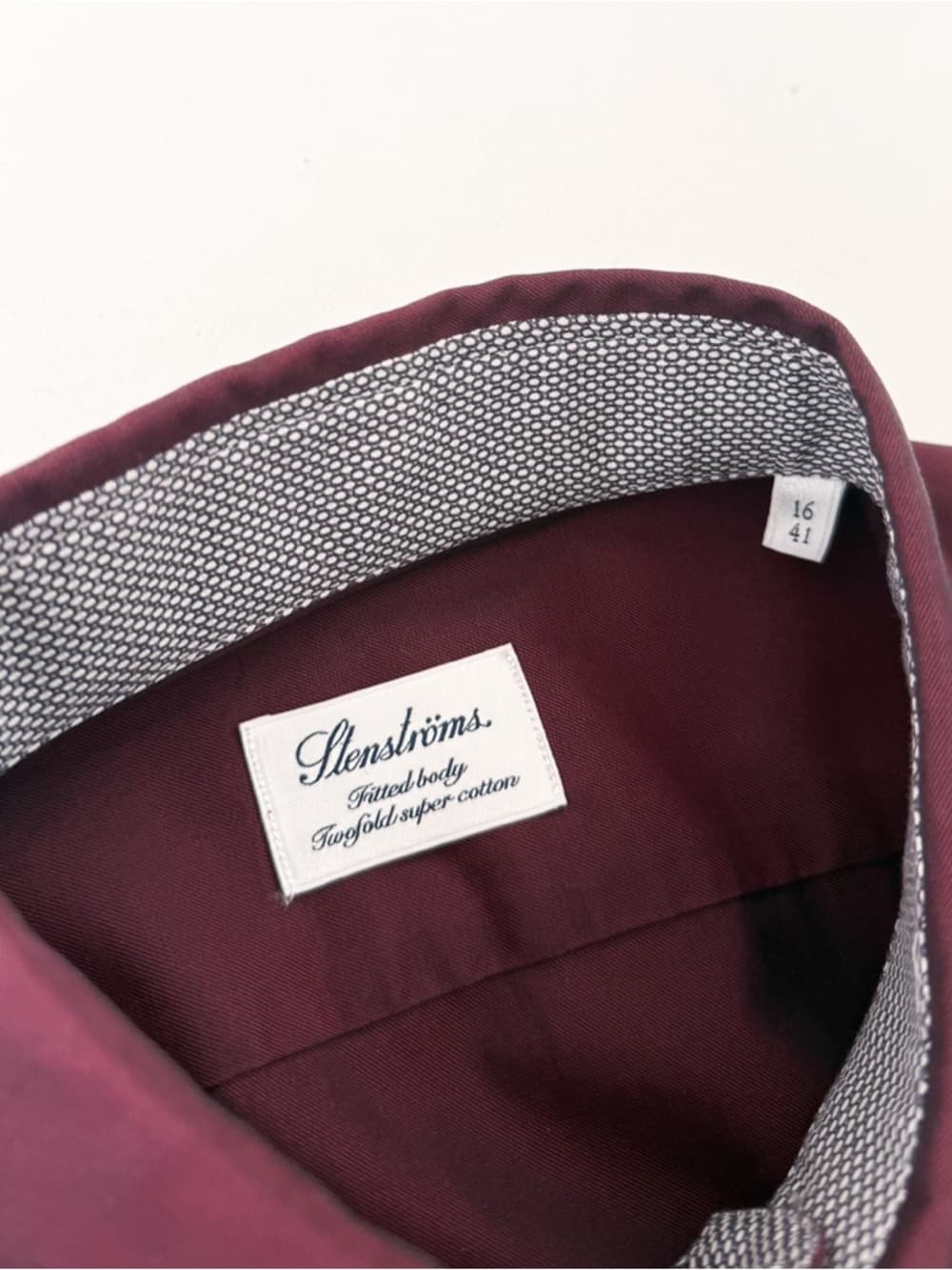 Stenstroms Spread Collar Dress Shirt Two-Fold Cotton Twill Burgundy Size 16 Mens - Thumbnail 3