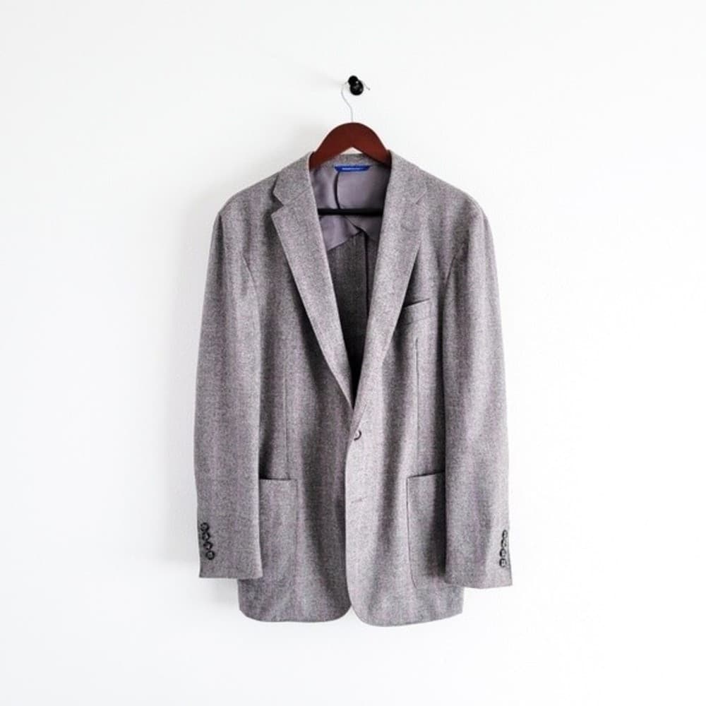 Adrian Jules Sport Coat Flannel Wool Blazer Plaid Gray Purple Mens 43 - Thumbnail 6