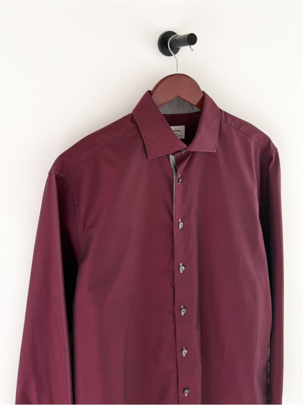 Stenstroms Spread Collar Dress Shirt Two-Fold Cotton Twill Burgundy Size 16 Mens - Thumbnail 7