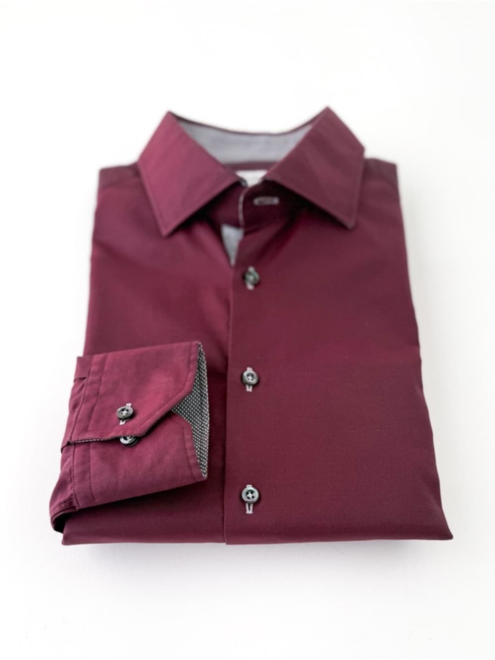 Stenstroms Spread Collar Dress Shirt Two-Fold Cotton Twill Burgundy Size 16 Mens - Thumbnail 4