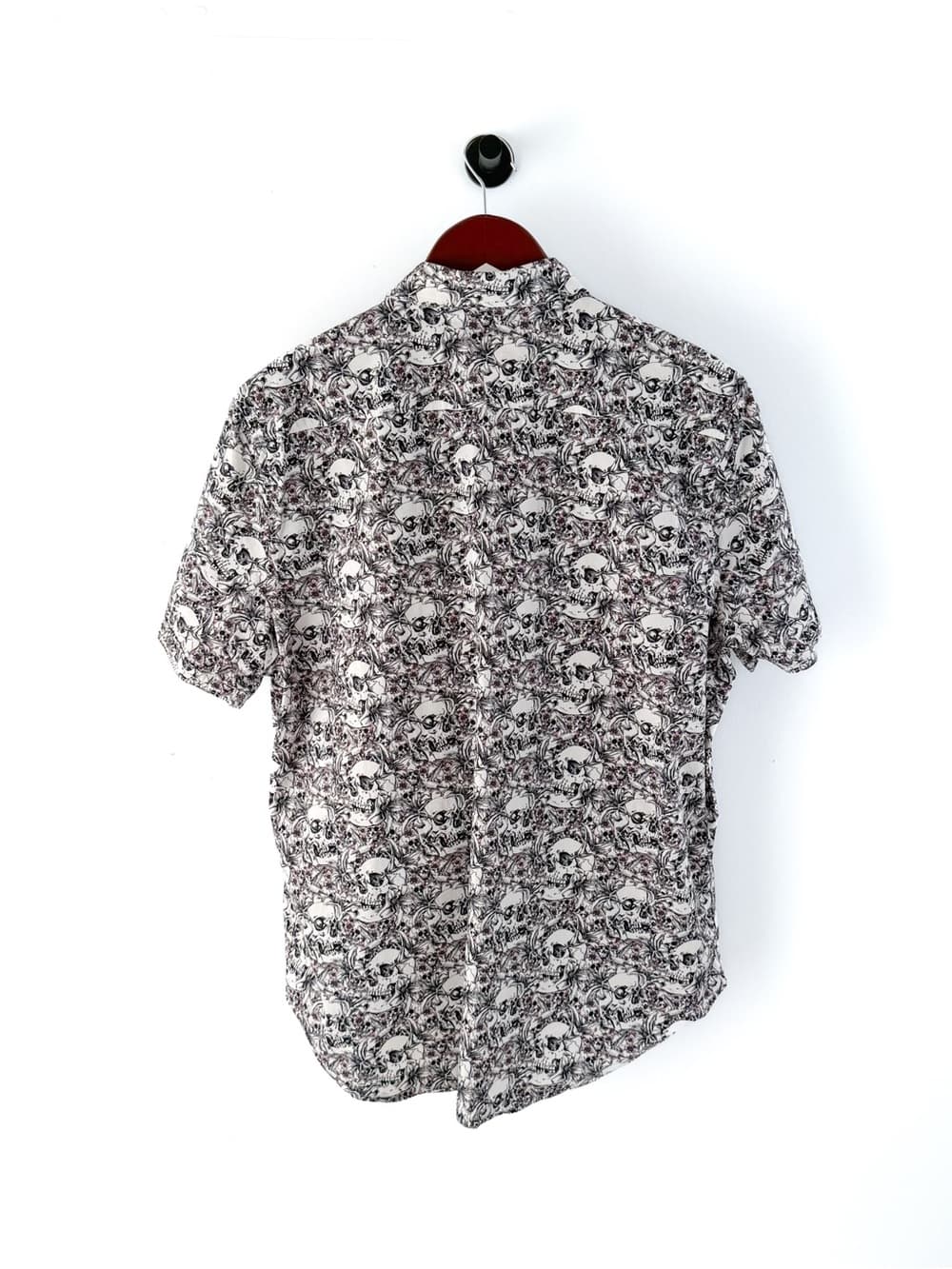 New Robert Graham Skull Print Cotton Stretch Button Up Shirt Mens XL White Black - Thumbnail 9