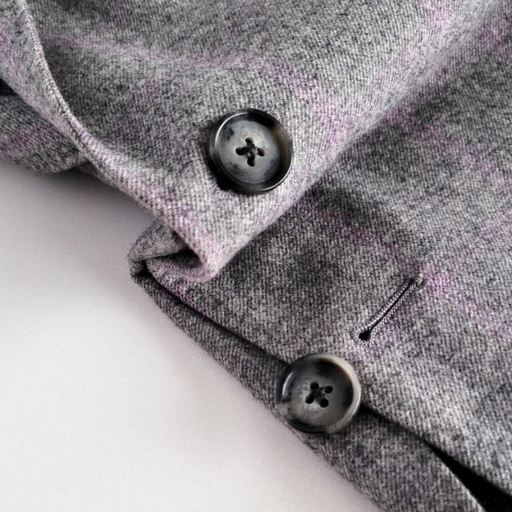 Adrian Jules Sport Coat Flannel Wool Blazer Plaid Gray Purple Mens 43 - Thumbnail 13