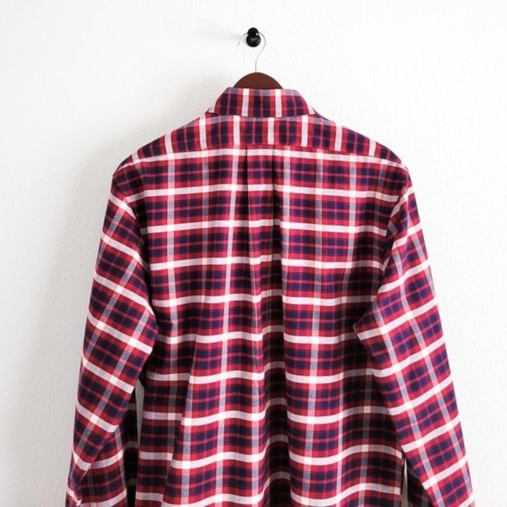 NEW Brooks Brothers Shirt Oxford Regent Button Down Plaid Navy Blue Red L - Thumbnail 8