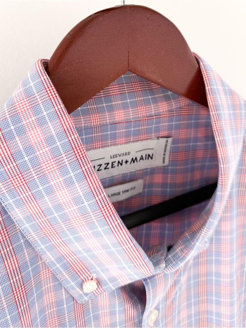 New Mizzen + Main Trim Leeward Button Down Shirt Plaid Light XXL White Men's - Thumbnail 8