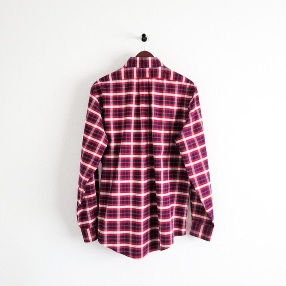 NEW Brooks Brothers Shirt Oxford Regent Button Down Plaid Navy Blue Red L - Thumbnail 7