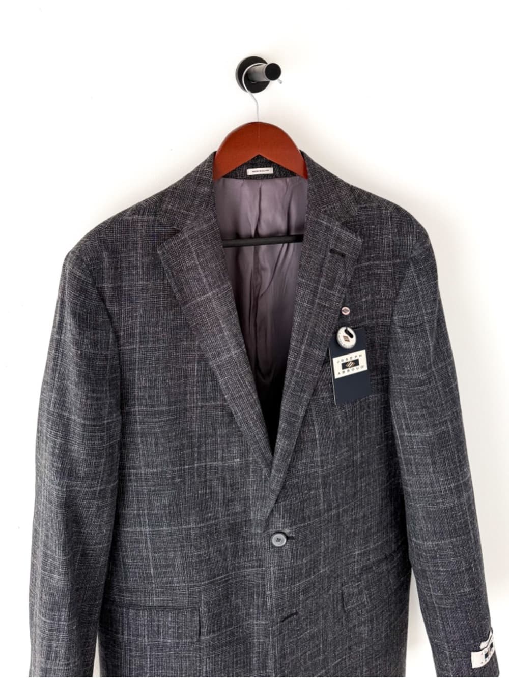 New Joseph Abboud Wool Silk Linen Sport Coat Blazer Glen Plaid Men's 42L - Thumbnail 7