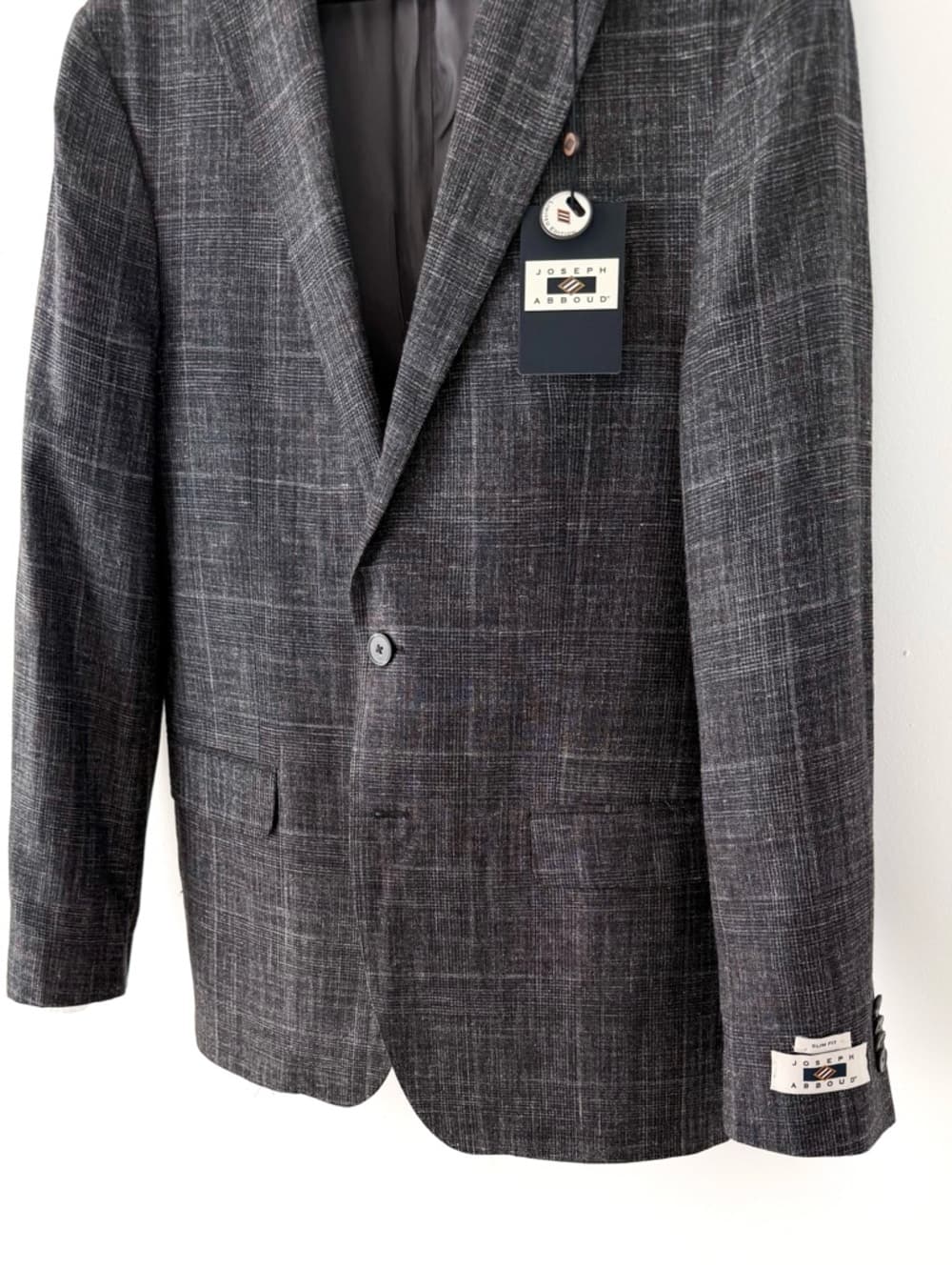 New Joseph Abboud Wool Silk Linen Sport Coat Blazer Glen Plaid Men's 42L - Thumbnail 8