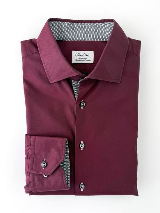 Stenstroms Spread Collar Dress Shirt Two-Fold Cotton Twill Burgundy Size 16 Mens - Thumbnail 15