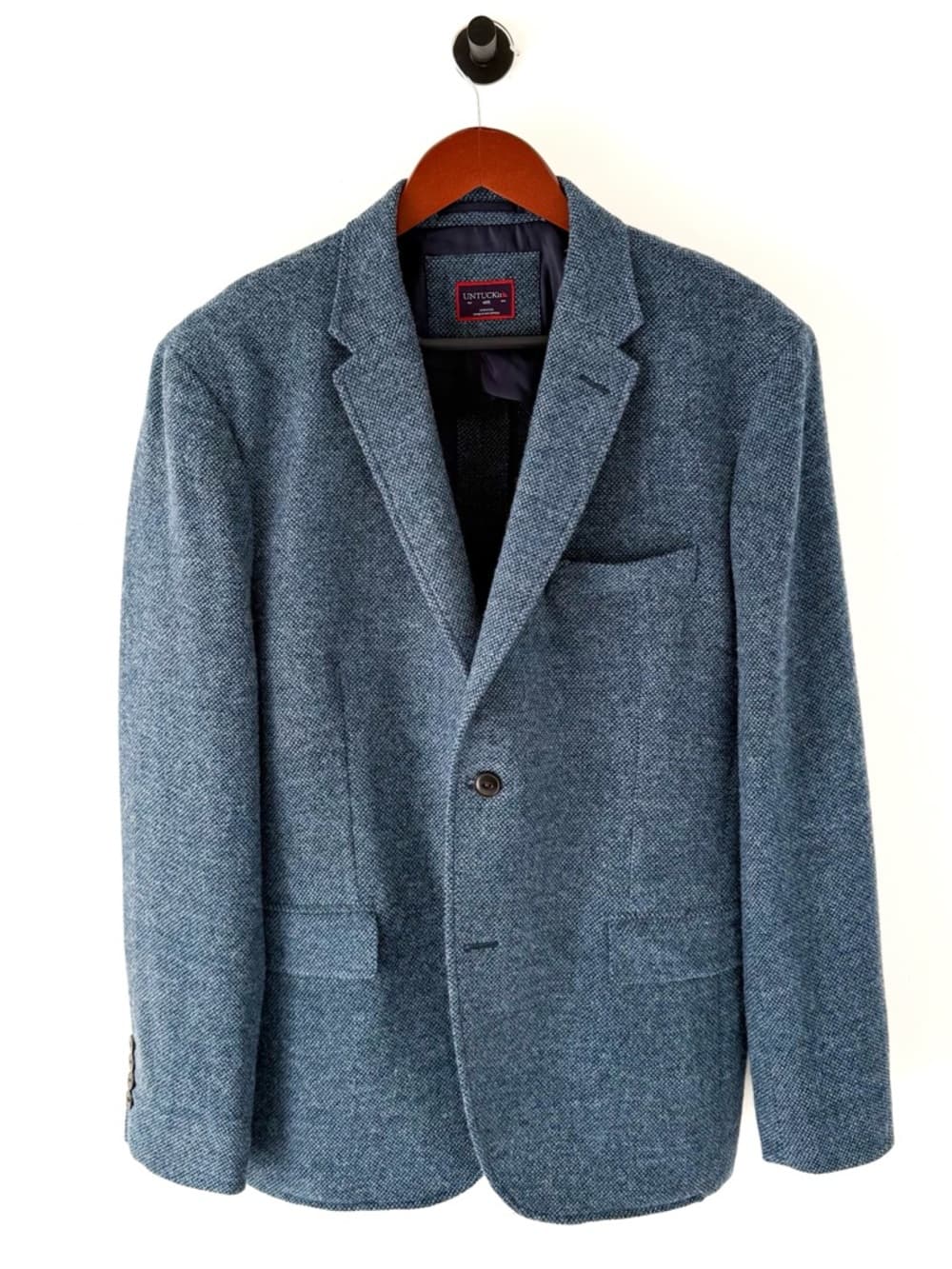 New UNTUCKit Flannel Italian Wool Blazer Sport Coat Piper Blue Mens 40R - Thumbnail 14