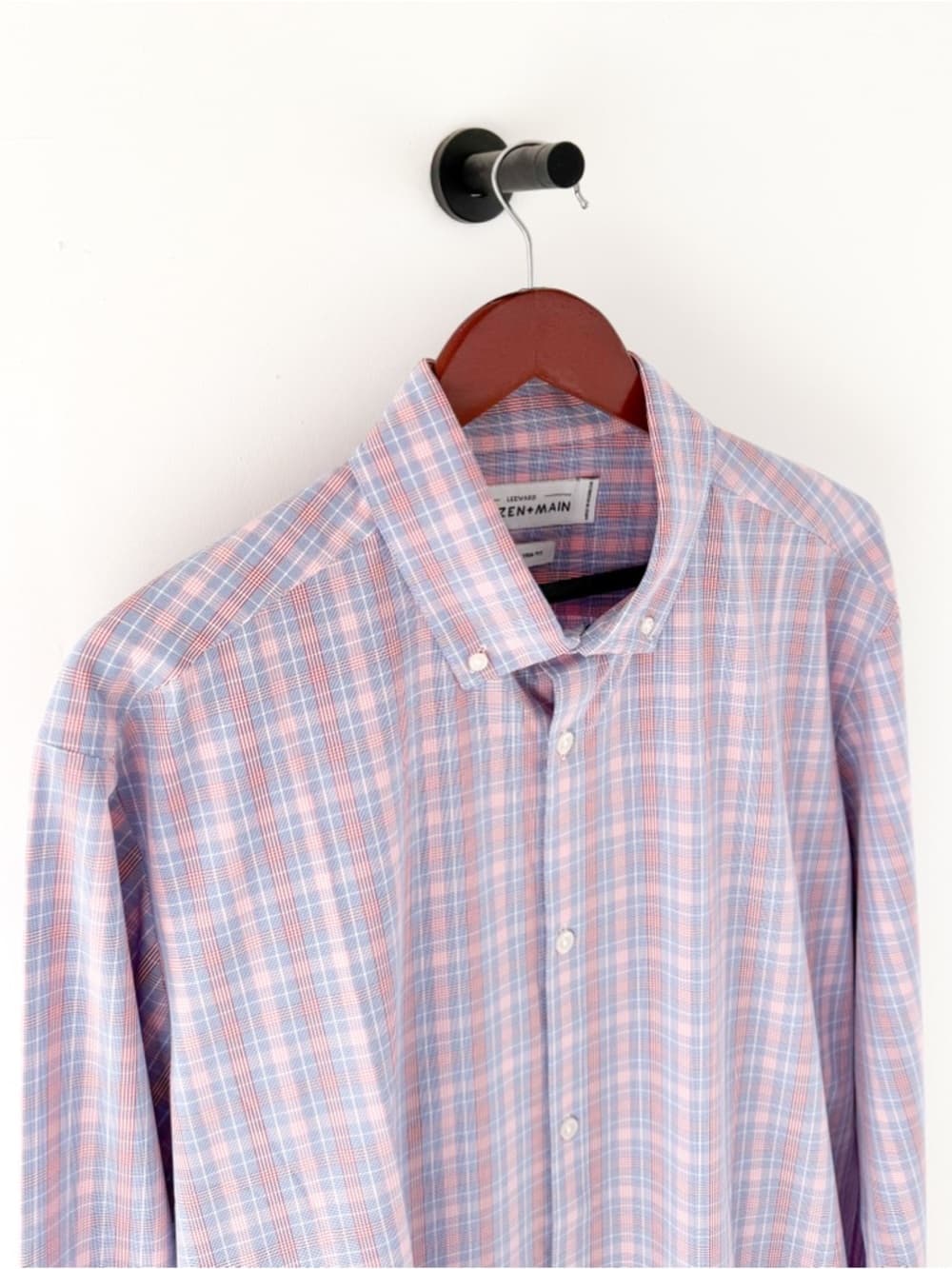 New Mizzen + Main Trim Leeward Button Down Shirt Plaid Light XXL White Men's - Thumbnail 9