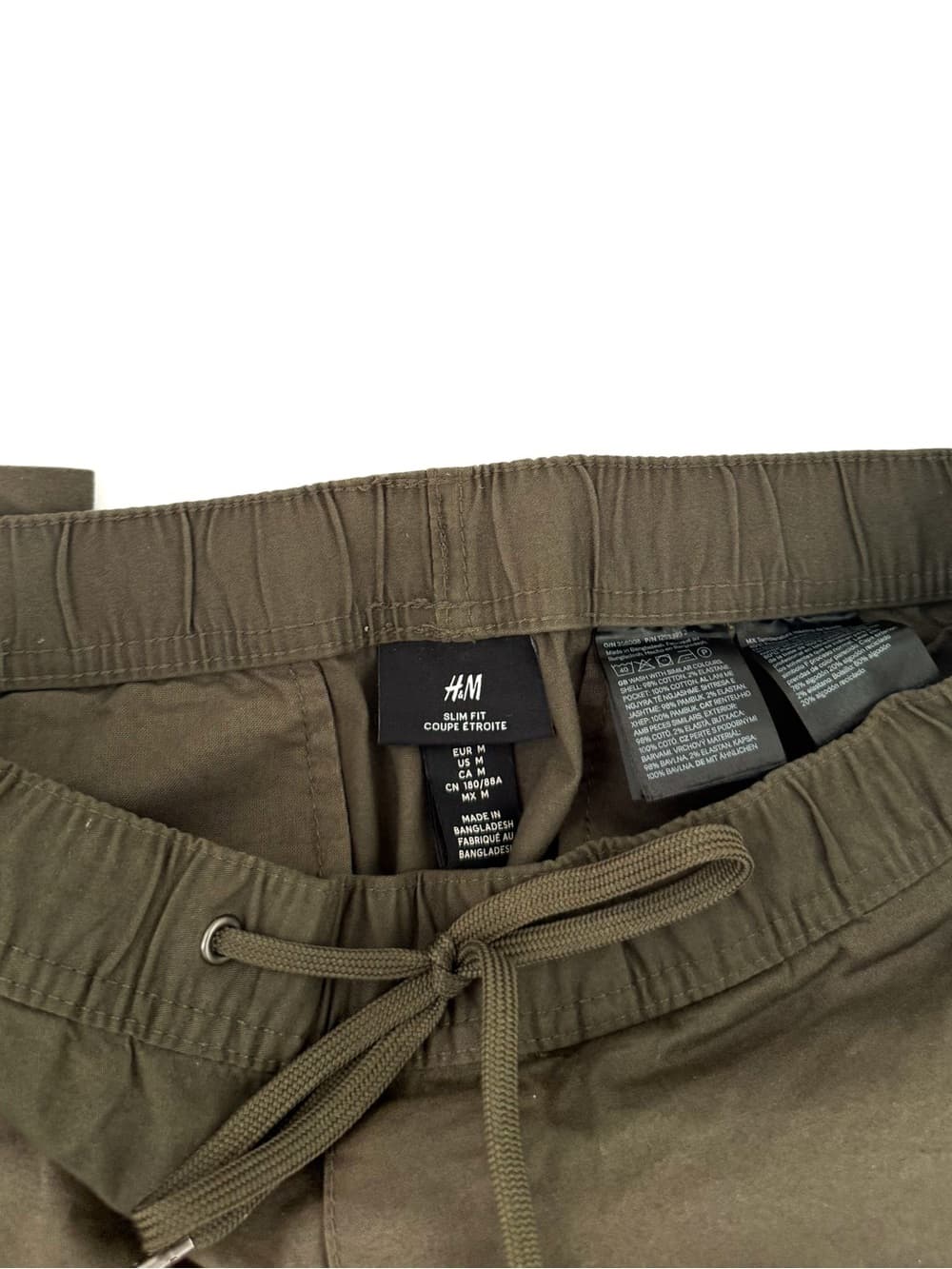 H&M Cargo Cotton Jogger Pants Green Dark Olive Slim Mens M - Thumbnail 7