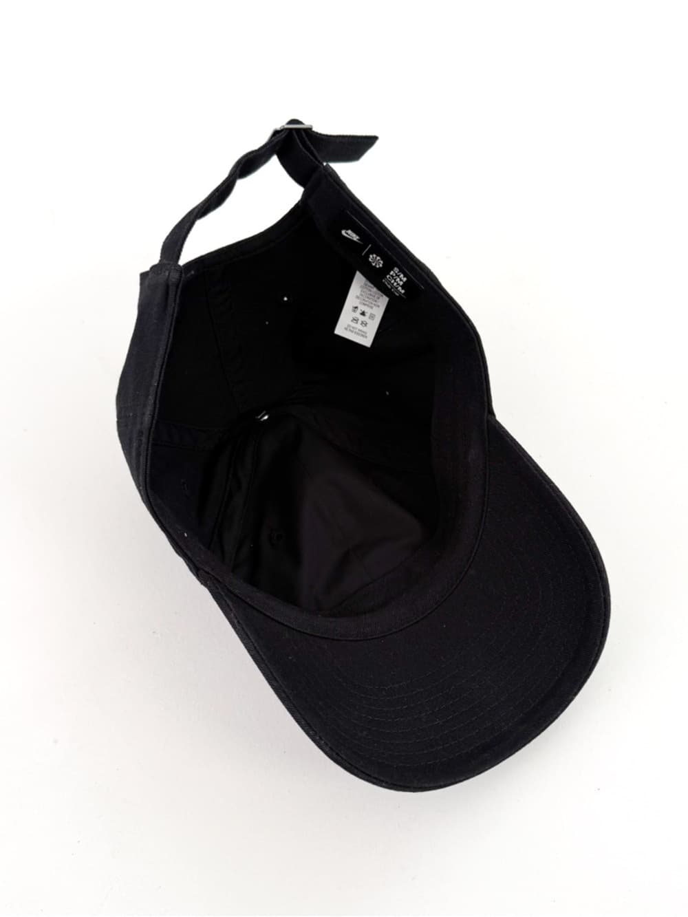 New Nike Club Adjustable Logo Baseball Cap Black White S/M Swoosh - Thumbnail 6