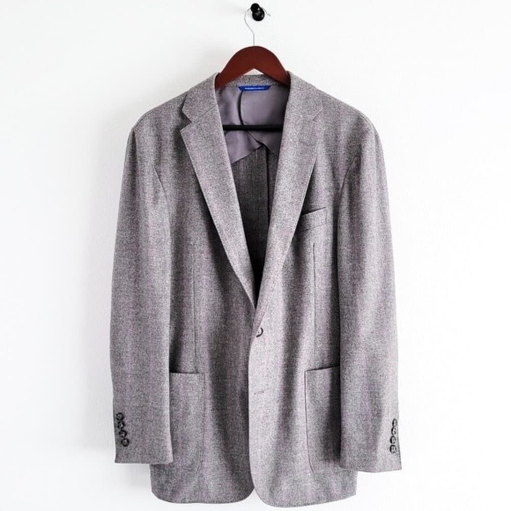 Adrian Jules Sport Coat Flannel Wool Blazer Plaid Gray Purple Mens 43 - Thumbnail 15