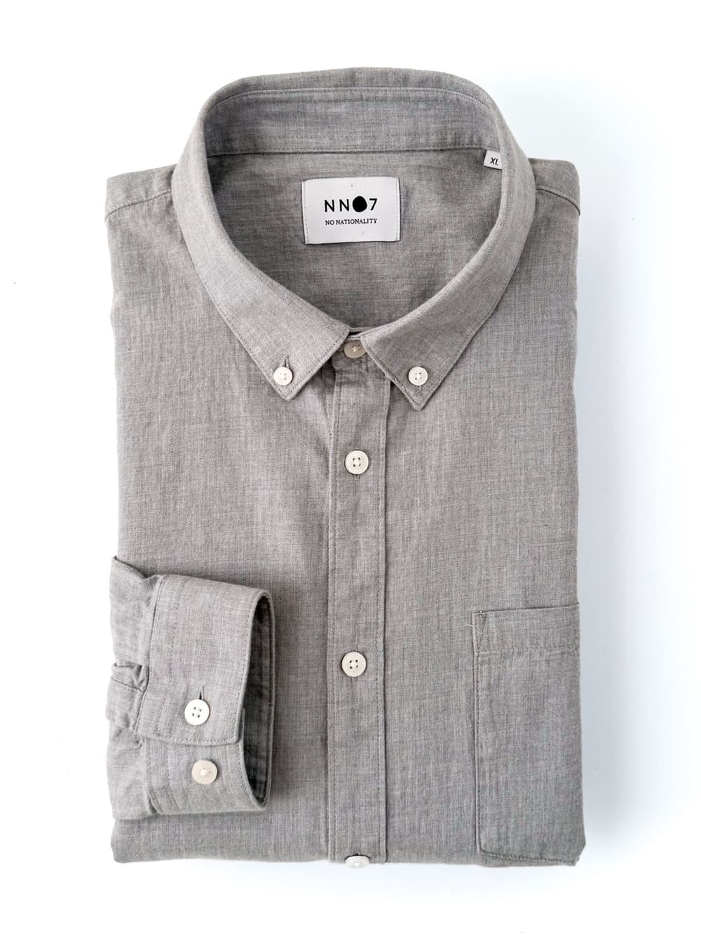 NN07 Casual Button Down Shirt Lightweight Gray Mens XL End on End Cotton - Thumbnail 12
