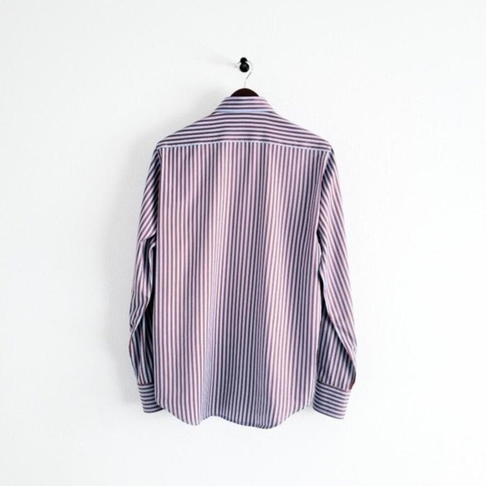 Robert Graham Shirt Twill Striped Button Up Flip Cuff Blue Brown Mens S - Thumbnail 7