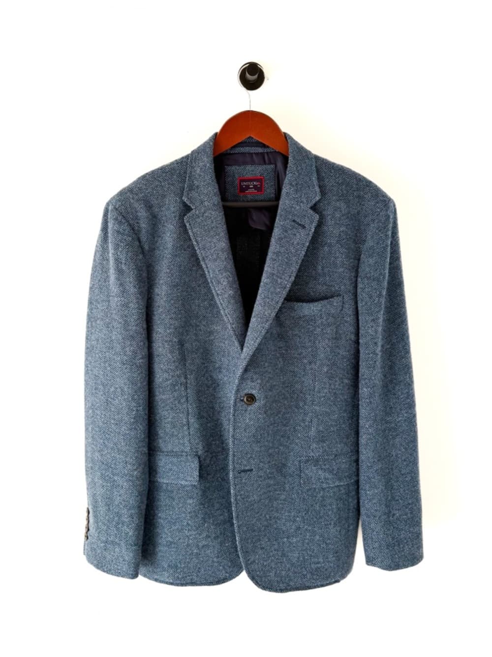 New UNTUCKit Flannel Italian Wool Blazer Sport Coat Piper Blue Mens 40R - Thumbnail 6