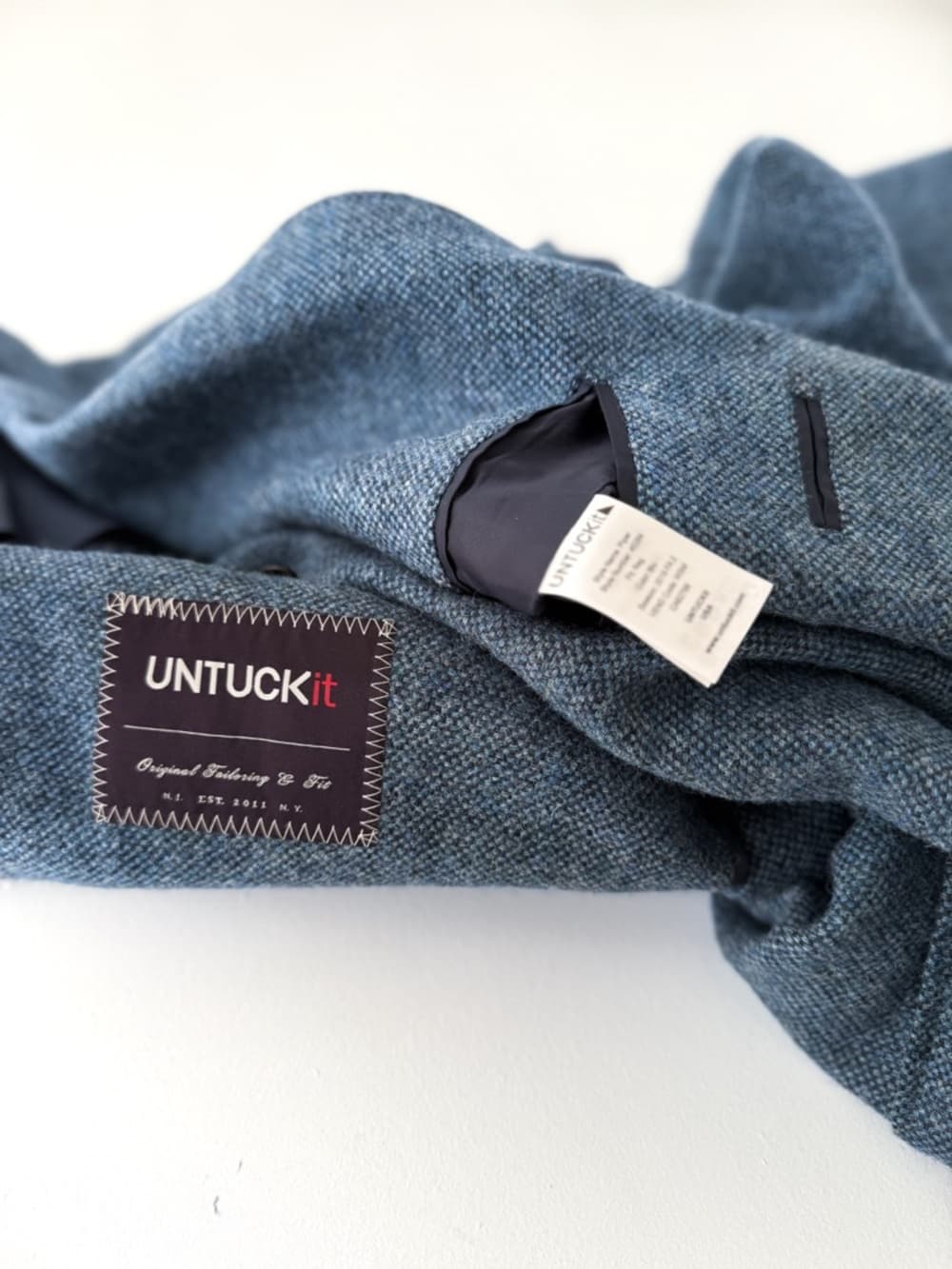 New UNTUCKit Flannel Italian Wool Blazer Sport Coat Piper Blue Mens 40R - Thumbnail 5