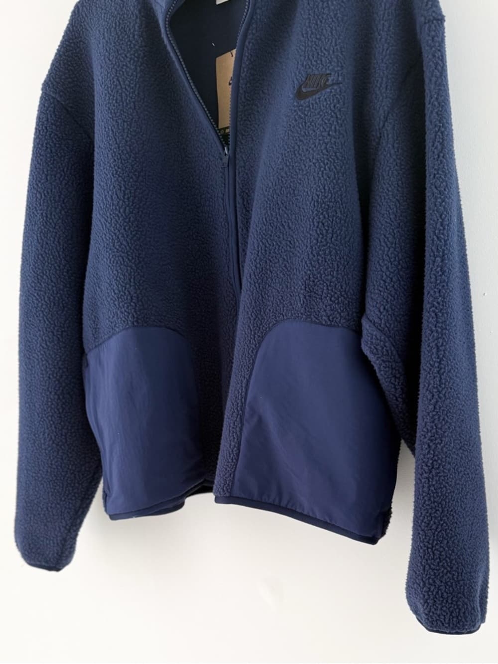 New Nike Sportswear Club Sherpa Fleece Jacket Men's Navy Blue Size L Oversized - Thumbnail 8