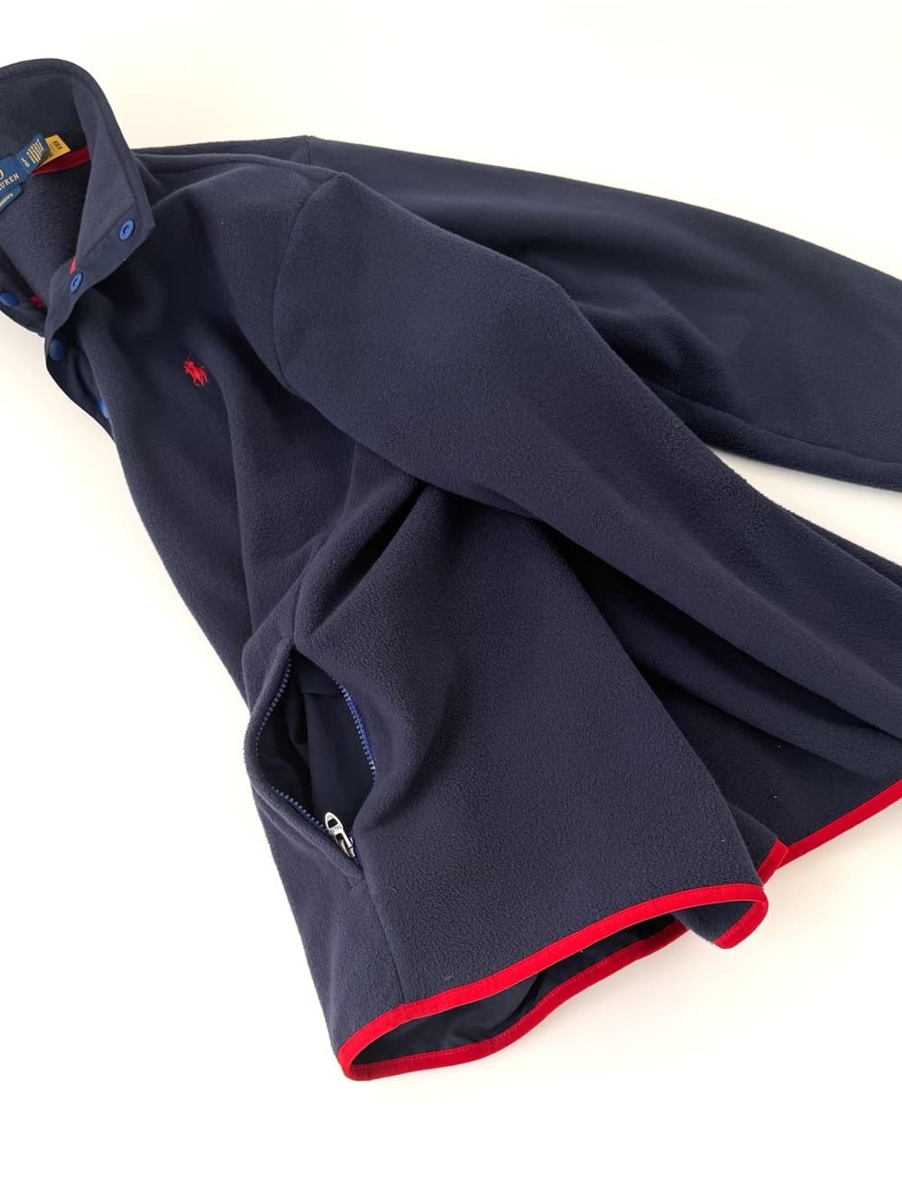 New Polo Ralph Lauren Fleece Pullover Quarter Button Up Navy Mens L - Thumbnail 10