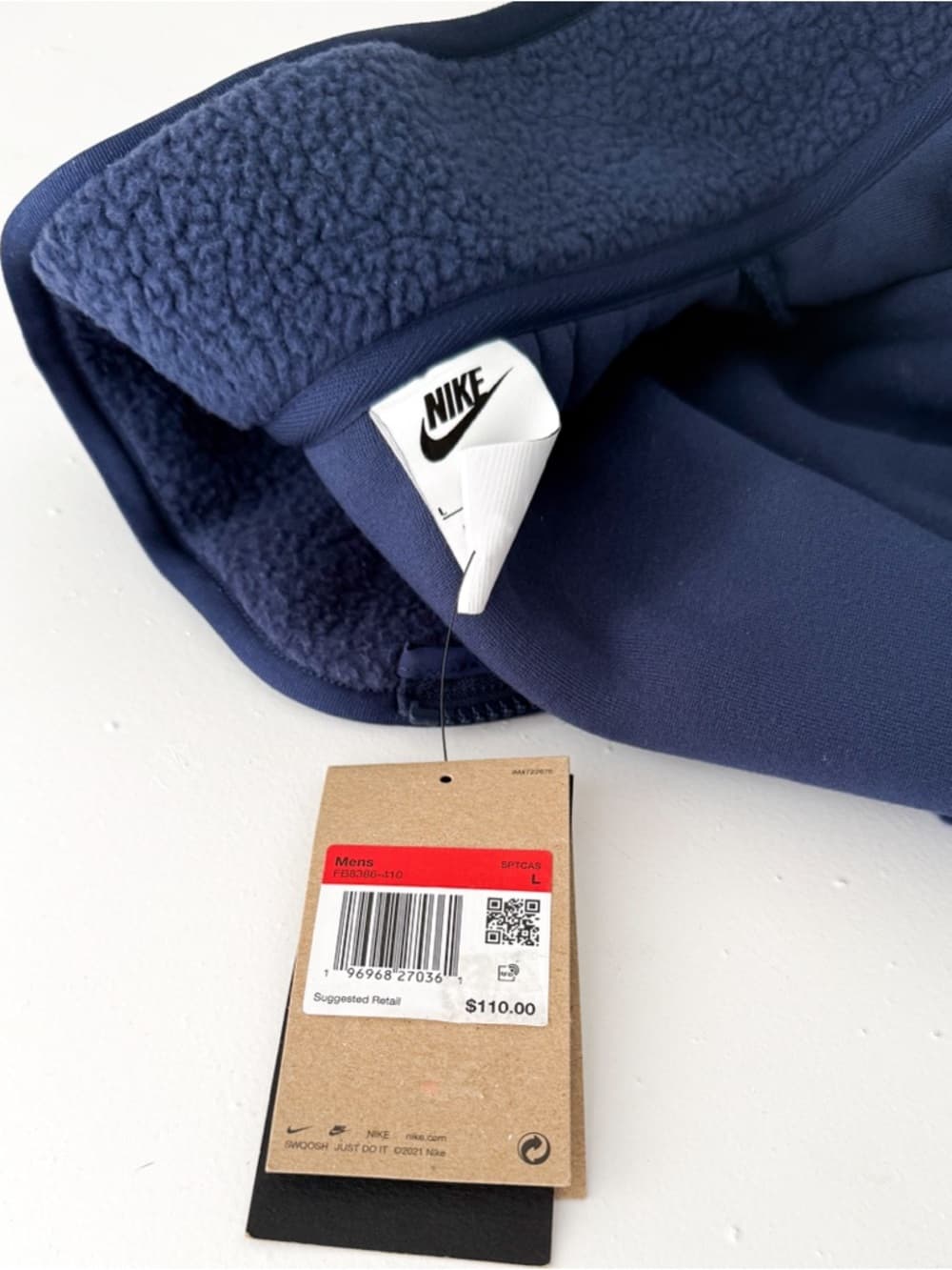 New Nike Sportswear Club Sherpa Fleece Jacket Men's Navy Blue Size L Oversized - Thumbnail 11