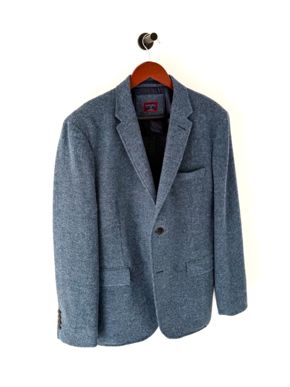 New UNTUCKit Flannel Italian Wool Blazer Sport Coat Piper Blue Mens 40R - Thumbnail 9