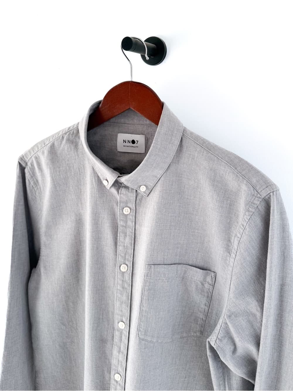 NN07 Casual Button Down Shirt Lightweight Gray Mens XL End on End Cotton - Thumbnail 8