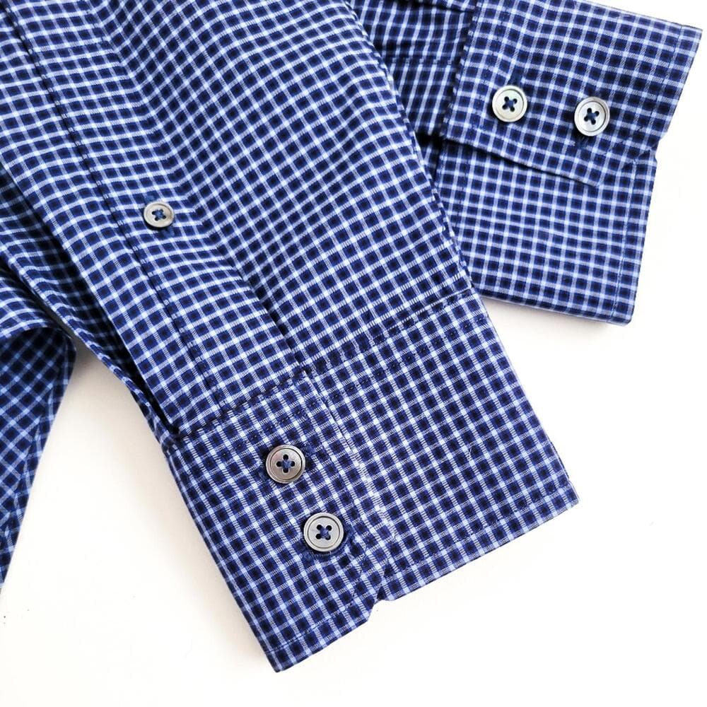 NEW Zachary Prell Micro Plaid Button Down Shirt Cotton Blue Mens S - Thumbnail 4