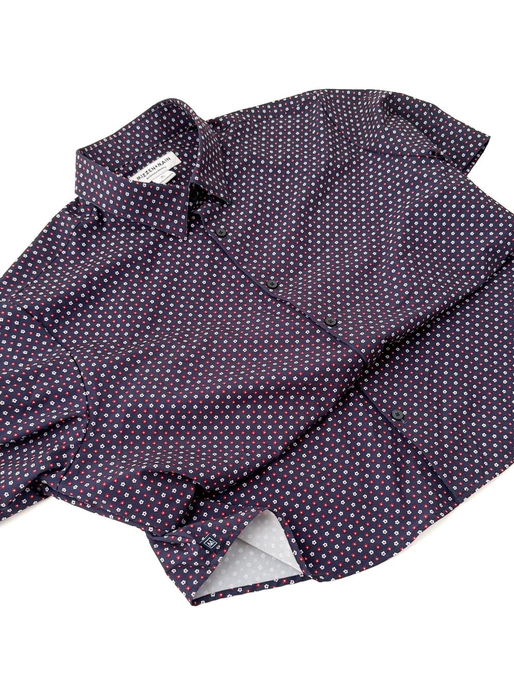 NEW Mizzen + Main Pattern Print Button Down Sport Shirt Short Sleeve Navy Men XL - Thumbnail 9
