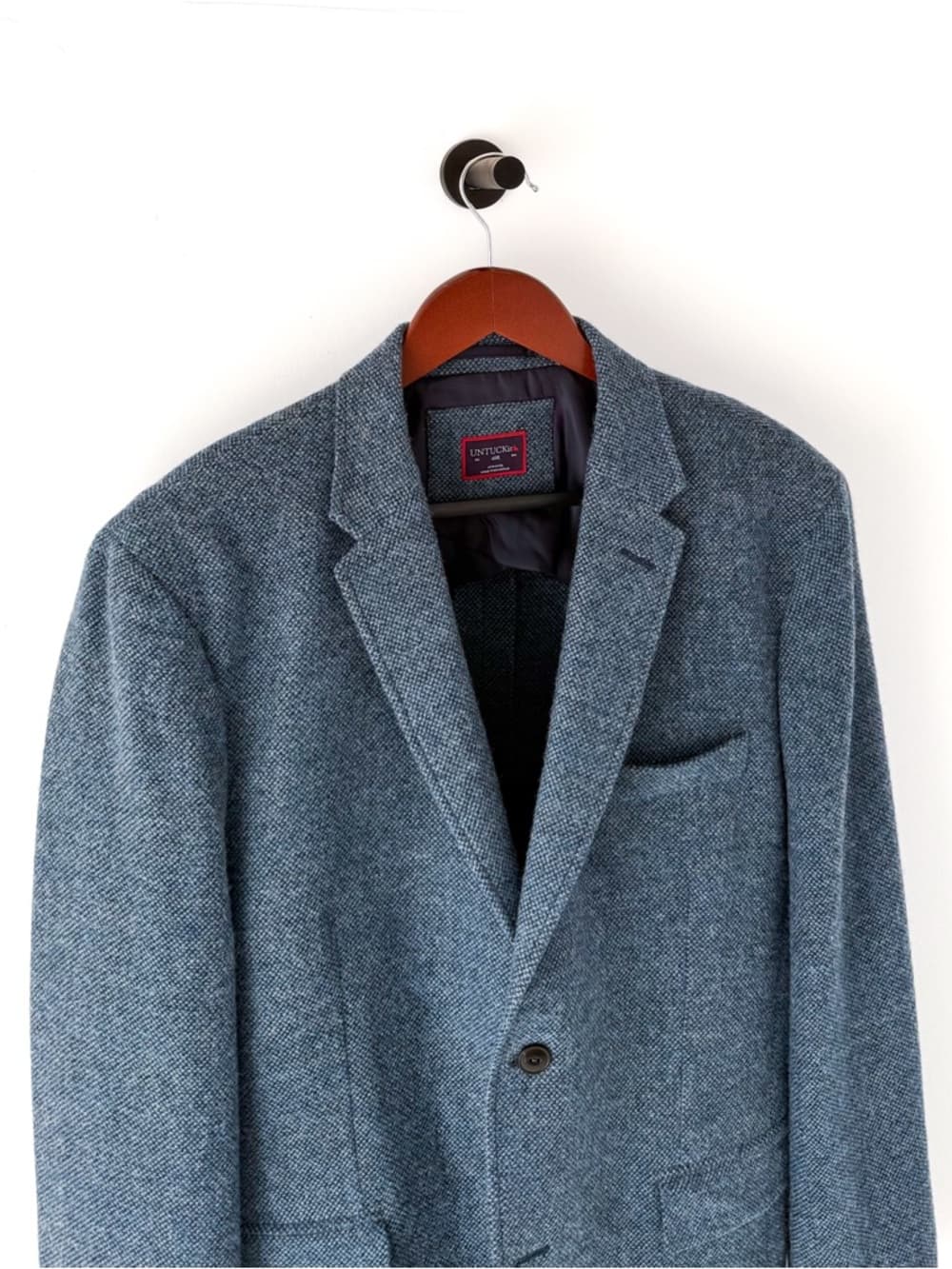 New UNTUCKit Flannel Italian Wool Blazer Sport Coat Piper Blue Mens 40R - Thumbnail 10